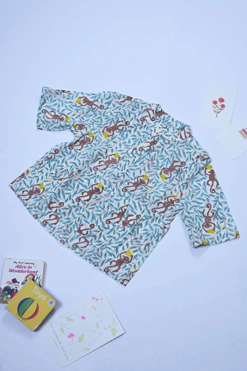 Poddar Exports Monkey Kids Cotton Hoodie Kurta Shirt