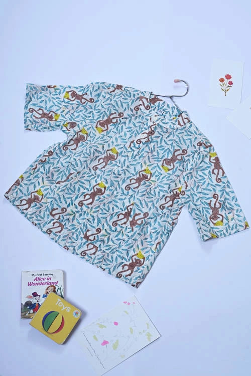 Poddar Exports Monkey Kids Cotton Hoodie Kurta Shirt