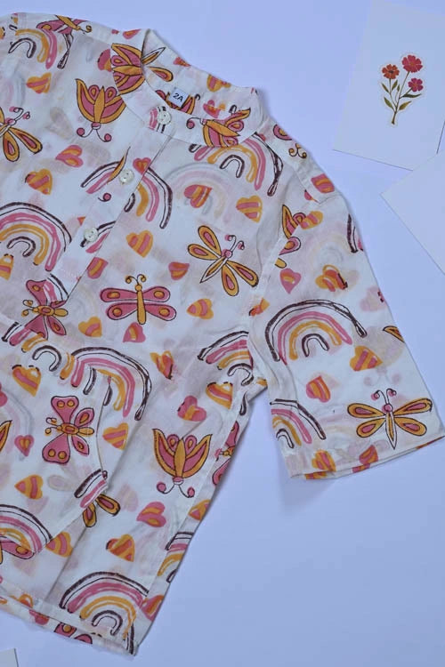 Poddar Exports Rainbow Kids Cotton Hoodie Kurta Shirt