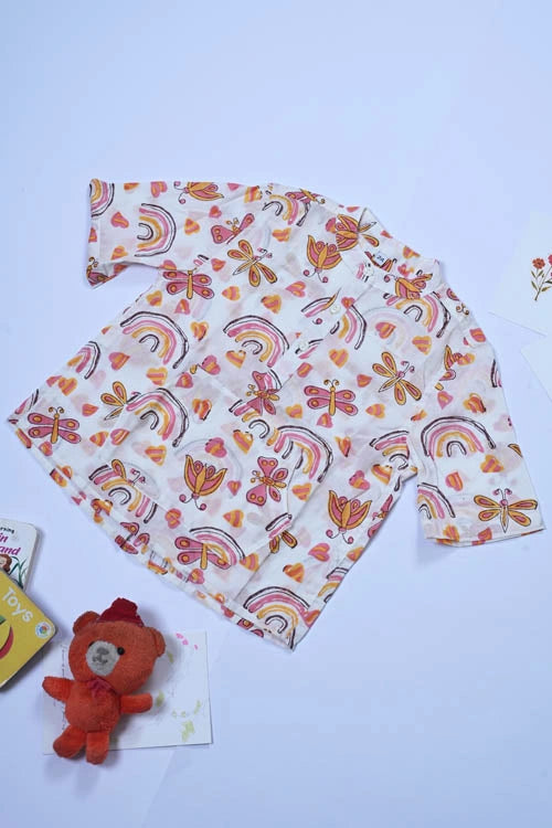 Poddar Exports Rainbow Kids Cotton Hoodie Kurta Shirt