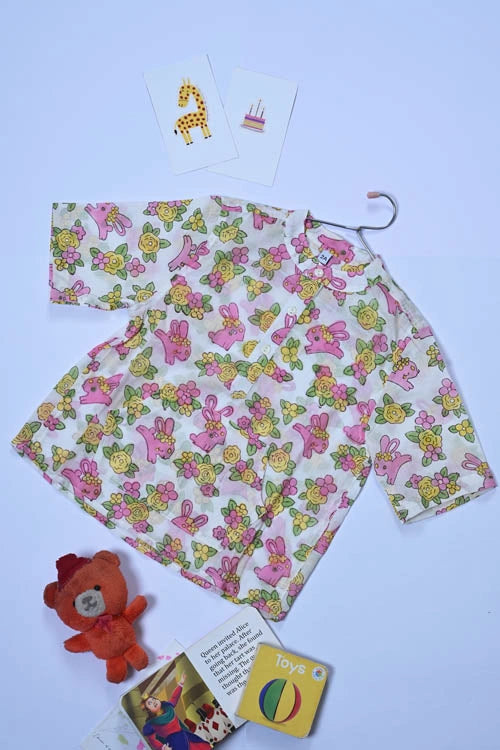 Poddar Exports Rabbit Kids Cotton Hoodie Kurta Shirt