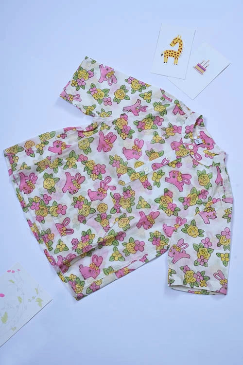 Poddar Exports Rabbit Kids Cotton Hoodie Kurta Shirt