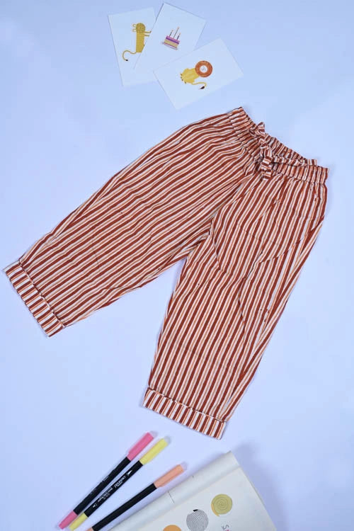 Poddar Exports Brown Stripes Kids Cotton Night Suit Set