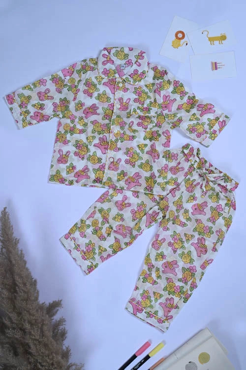 Poddar Exports Rabbit Kids Cotton Night Suit Set
