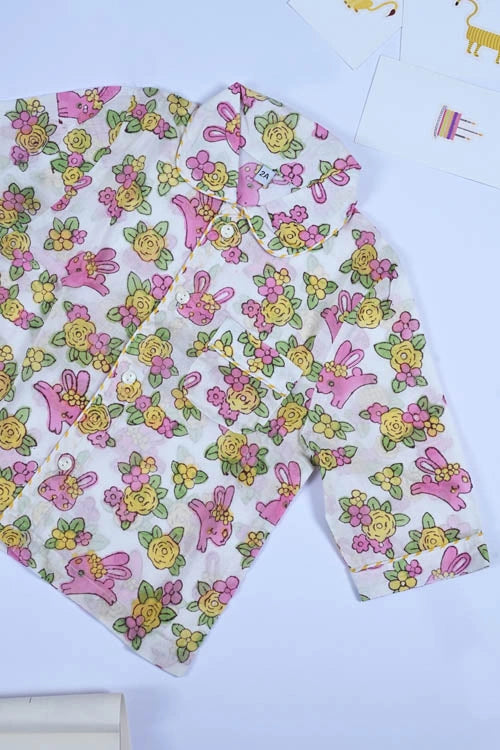 Poddar Exports Rabbit Kids Cotton Night Suit Set