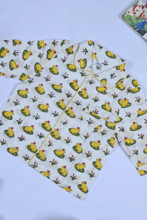 Poddar Exports Yellow Frog Kids Cotton Night Suit Set