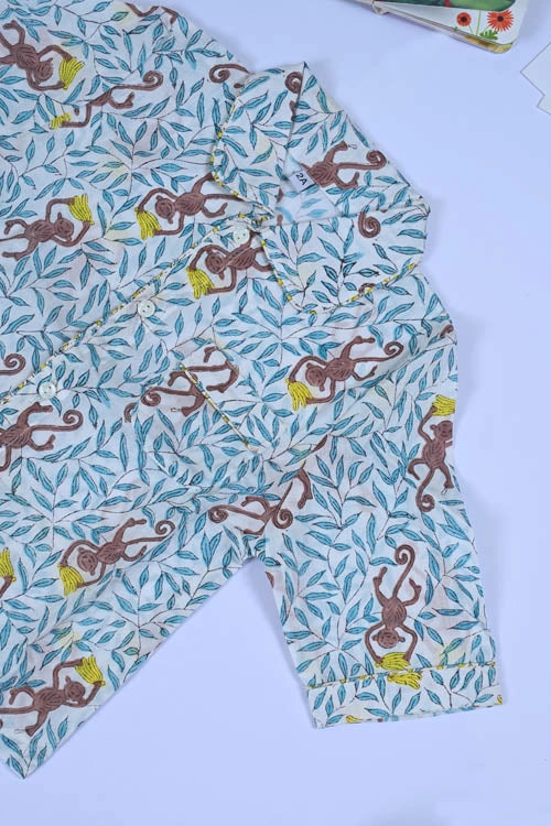 Poddar Exports Monkey Kids Cotton Night Suit Set