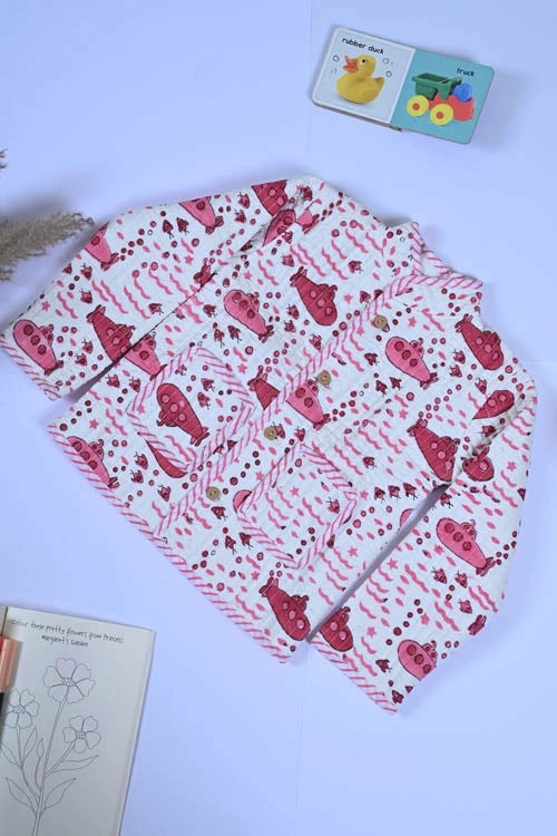 Poddar Exports Pink Submarine Kids Quilted Jacket