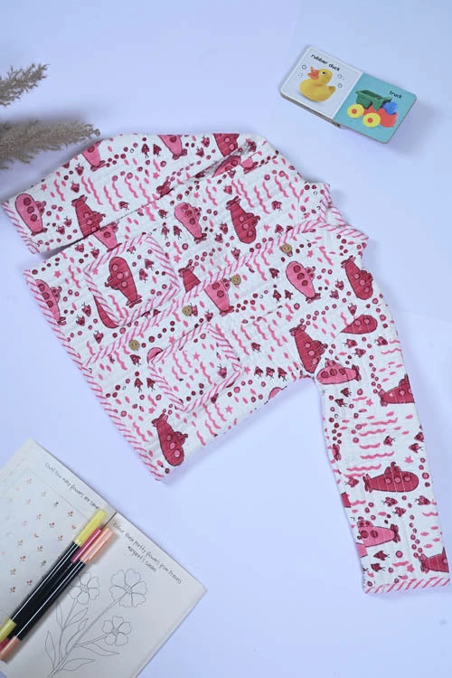 Poddar Exports Pink Submarine Kids Quilted Jacket