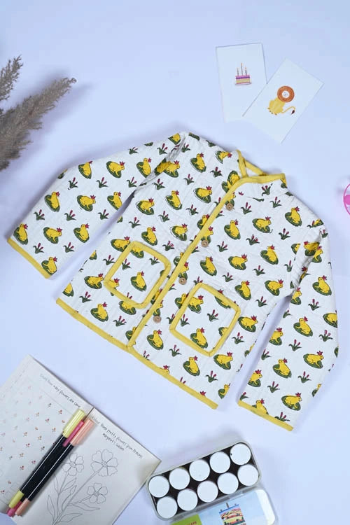 Poddar Exports Yellow Frog Kids Quilted Jacket