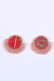 Antarang-  Gulabi (Pink)  Bead Jumki Earing,  100% Cotton. Hand Made By Divyang Rural Women.