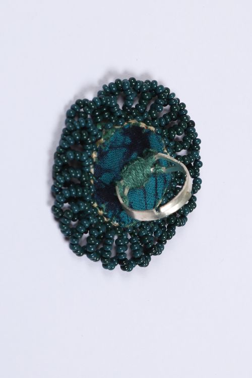Antarang- Prakriti (Green) Bead Jumki Ring,  100% Cotton. Hand Made By Divyang Rural Women.
