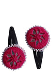 Antarang Handcrafted Black Tic Tac Pins By Divyang & Rural Women- Dark Pink