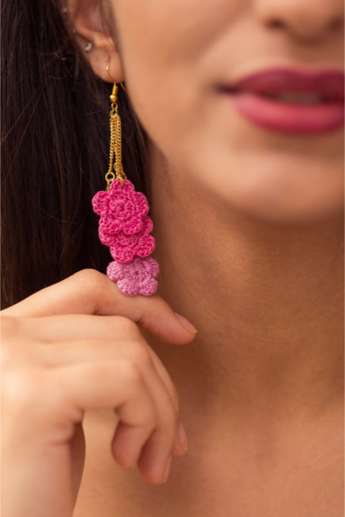 Samoolam Swing Earrings - Pink Poppies