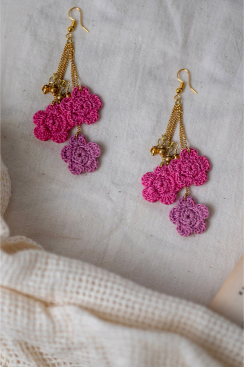 Samoolam Swing Earrings - Pink Poppies