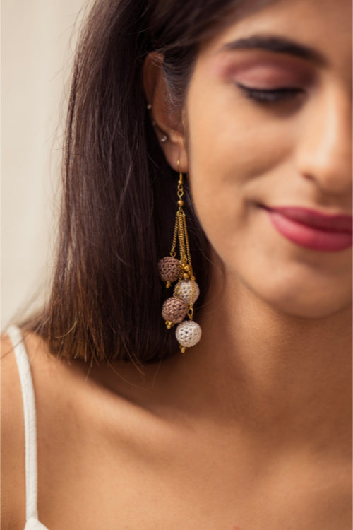 Samoolam " Swing Earrings ~ Brown Blobs"