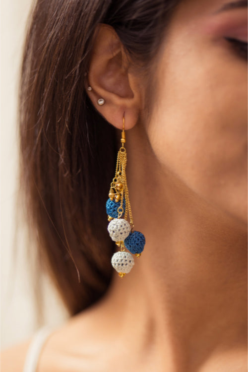 Samoolam Swing Earrings - Blue Blobs