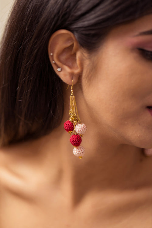 Samoolam Swing Earrings - Red Blobs