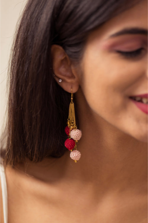 Samoolam Swing Earrings - Red Blobs