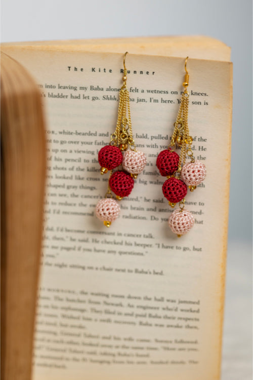 Samoolam Swing Earrings - Red Blobs