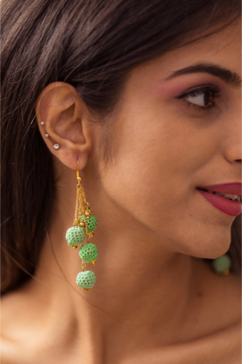 Samoolam Swing Earrings - Green Blobs