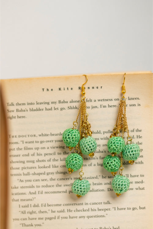 Samoolam Swing Earrings - Green Blobs