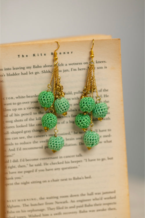 Samoolam Swing Earrings - Green Blobs