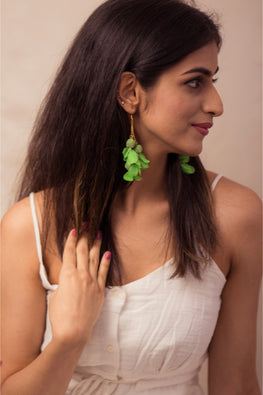 Samoolam Swing Earrings - Green Floral