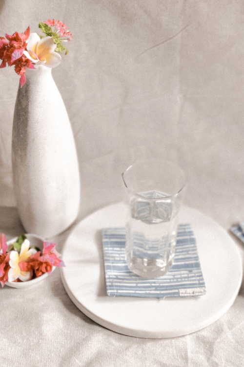 Blue Strpies Cloth Coasters By Ekatra - Set Of 6 X 3