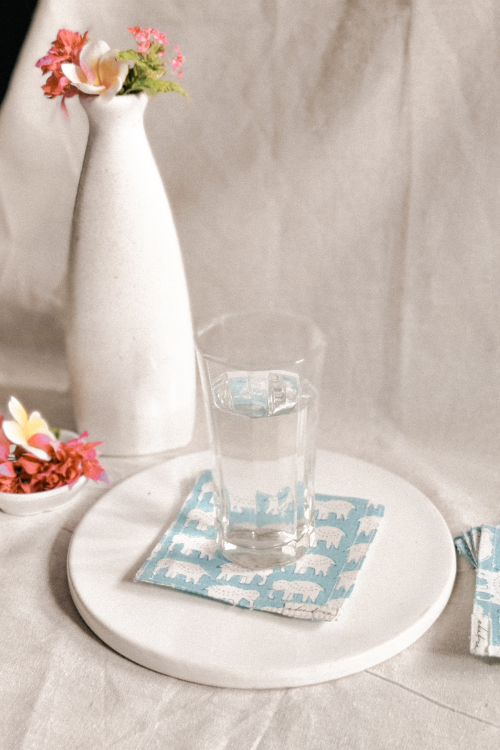 Elephant Motif Cloth Coasters By Ekatra - Set Of 6 X 3