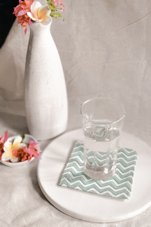 Green Chevron Cloth Coasters By Ekatra - Set Of 6 X 3