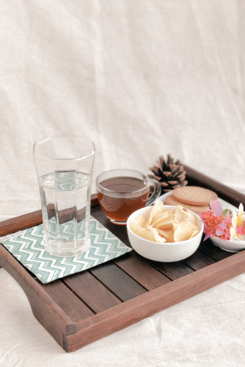 Green Chevron Cloth Coasters By Ekatra - Set Of 6 X 3