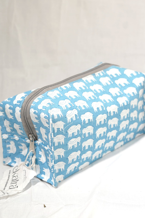 Ekatra 100% Cotton Travel Organizer/Pouch - Elephant Motif