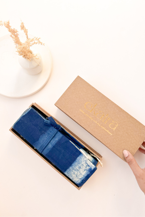 Ekatra Indigo Stripes Durable Cotton Fabric Roll Up Case( Set Of 2 )