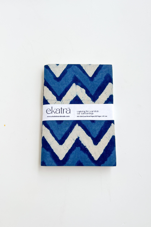 Ekatra A5 Handmade Journal  - Indigo Chevron ( Set Of 2 )