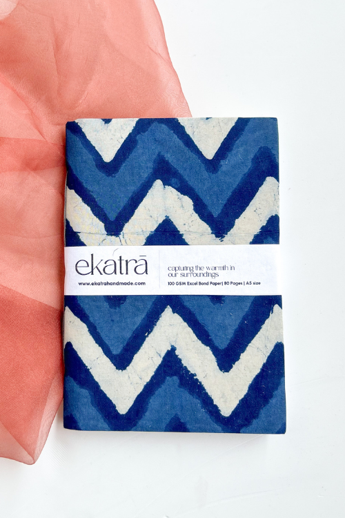 Ekatra A5 Handmade Journal - Indigo Chevron ( Set Of 2 )