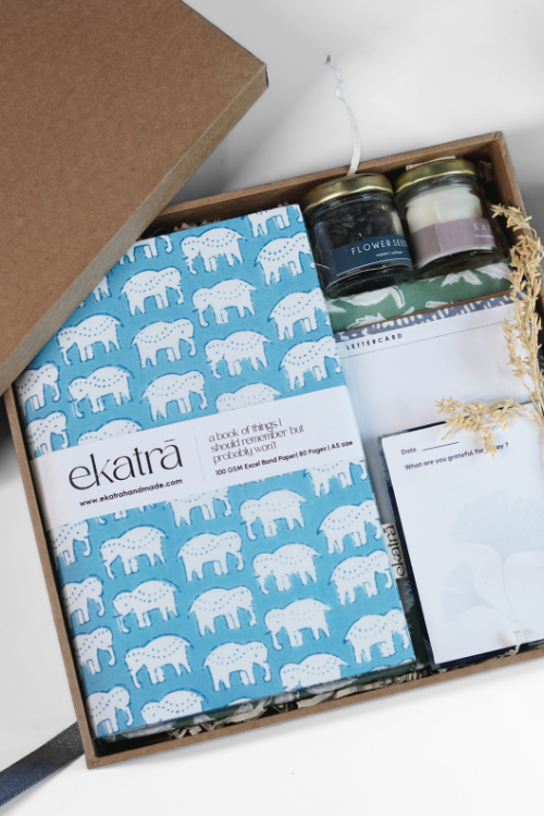 Sustainable Gratitude Hamper By Ekatra - Blue Elephant Motif