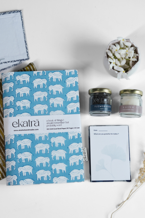 Sustainable Gratitude Hamper By Ekatra - Blue Elephant Motif