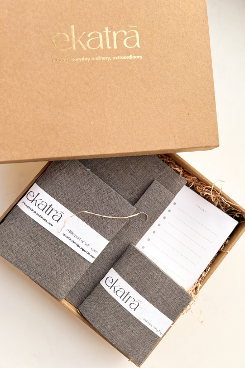 Ekatra Eco Friendly Solid Grey Stationery Loaded Gift Hamper