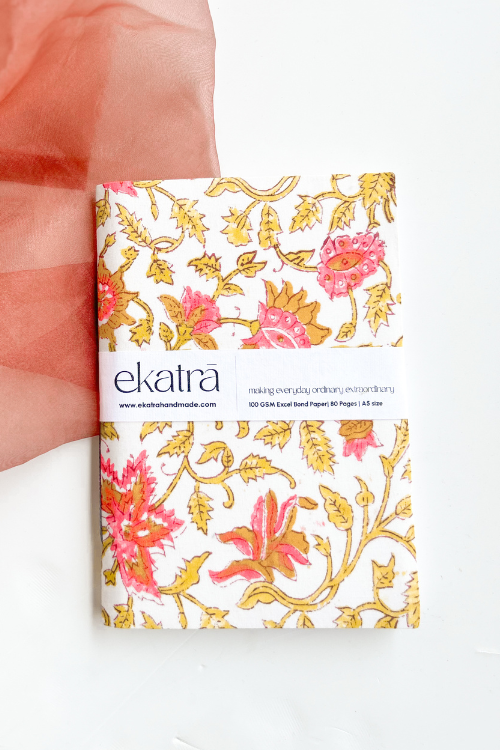 Ekatra A5 Handmade Journal - Pink Floral ( Set Of 2 )
