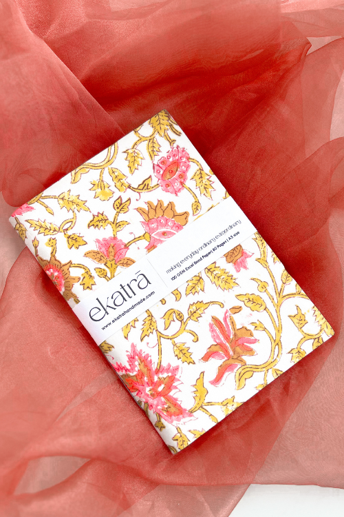 Ekatra A5 Handmade Journal - Pink Floral ( Set Of 2 )