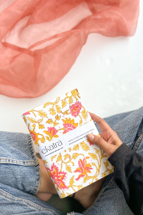 Ekatra A5 Handmade Journal - Pink Floral ( Set Of 2 )