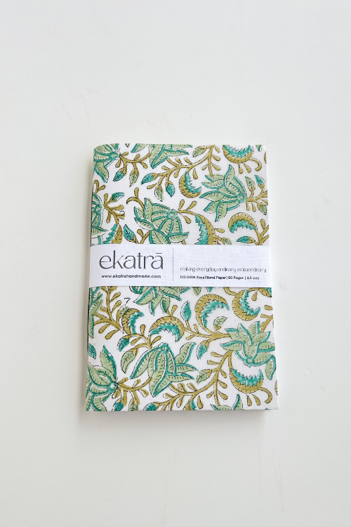 Ekatra A5 Handmade Journal - Green Leafy Floral ( Set Of 2 )