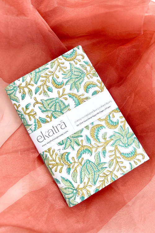 Ekatra A5 Handmade Journal - Green Leafy Floral ( Set Of 2 )