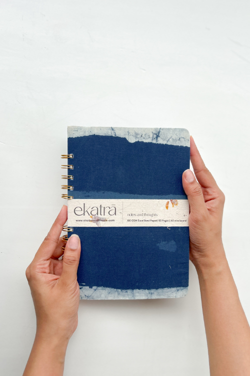 A5 Wire Bound Ruled Journal By Ekatra - Indigo Stripes ( Set Of 2 )