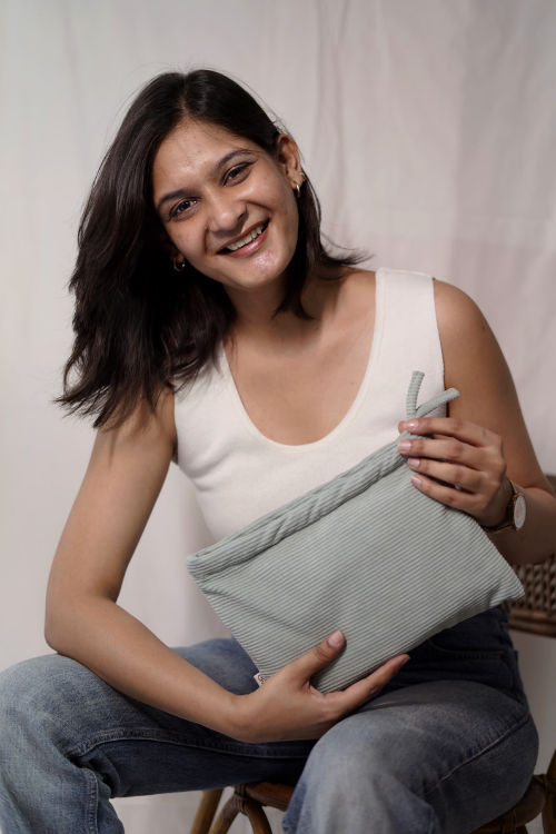 Ekatra Courdroy Pouch Large  - Sage  ( Set Of 2 )