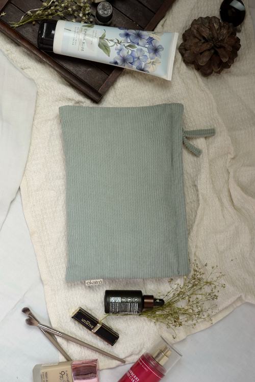 Ekatra Courdroy Pouch Large  - Sage  ( Set Of 2 )