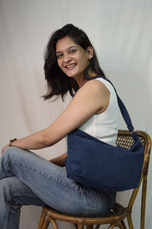 Ekatra Minimalist Corduroy Sling Bag - Vincent Blue