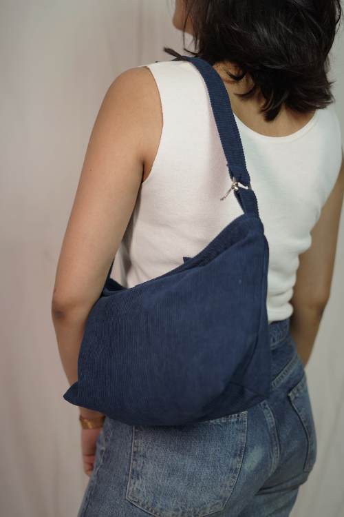 Ekatra Minimalist Corduroy Sling Bag - Vincent Blue