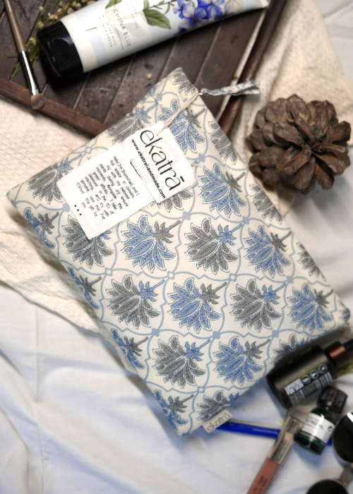 Ekatra Lotus Cotton Travel Pouch/Organizer ( Set Of 2 )